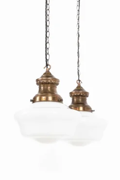 Best Pamono Church Opaline Glass Pendant Lights, Set of 2