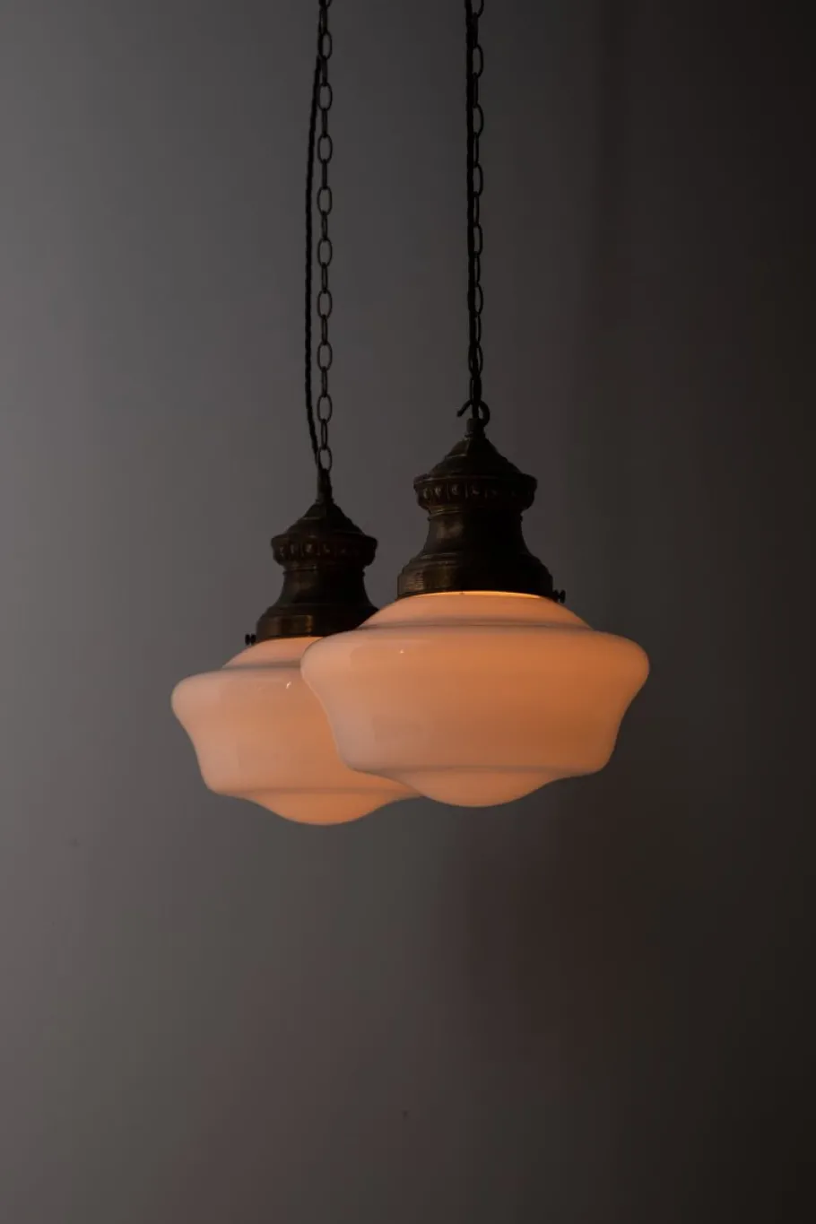 Best Pamono Church Opaline Glass Pendant Lights, Set of 2