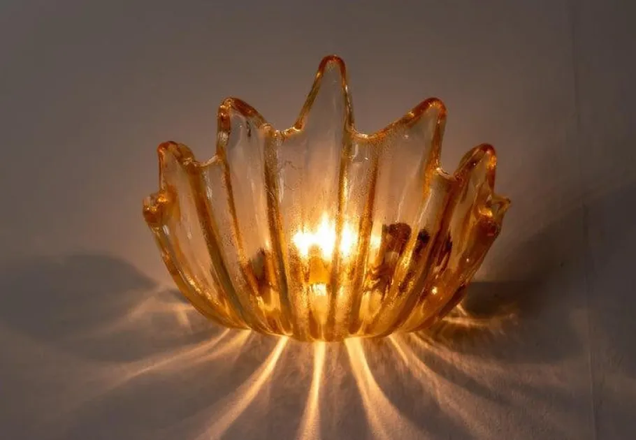 Best Pamono Clamshell Sconces by Barovier E Toso, Set of 2