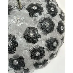 New Pamono Clear and Black Flowers Flush Mount in Murano Glass by Simoeng