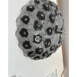 New Pamono Clear and Black Flowers Flush Mount in Murano Glass by Simoeng