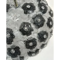 New Pamono Clear and Black Flowers Flush Mount in Murano Glass by Simoeng