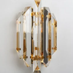 Online Pamono Clear Gold Glass Brass Sconces in the style of Venini, 1970s, Set of 2