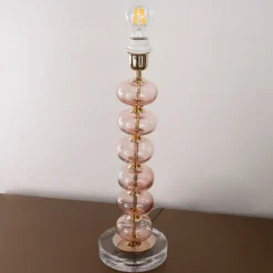 Discount Pamono Clear Murano Glass Table Lamp with Pink Balls, Italy