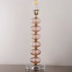 Discount Pamono Clear Murano Glass Table Lamp with Pink Balls, Italy