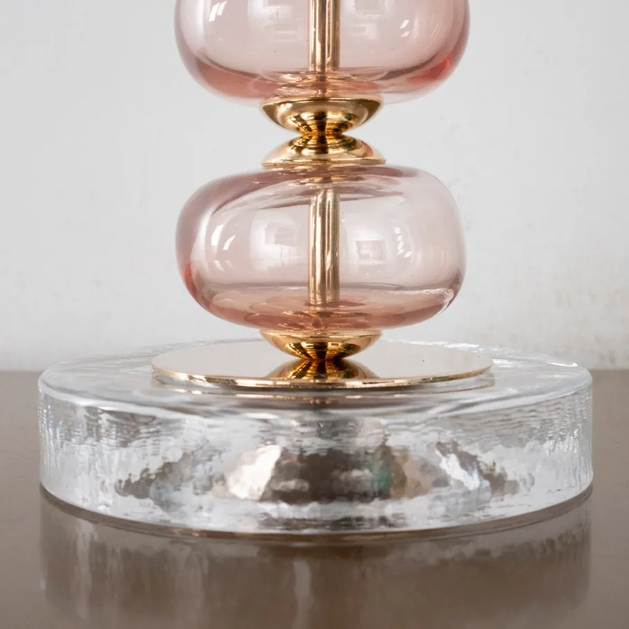 Discount Pamono Clear Murano Glass Table Lamp with Pink Balls, Italy