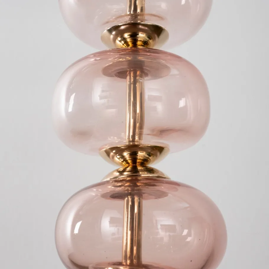 Discount Pamono Clear Murano Glass Table Lamp with Pink Balls, Italy