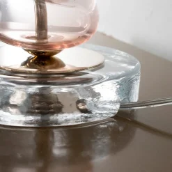 Discount Pamono Clear Murano Glass Table Lamp with Pink Balls, Italy