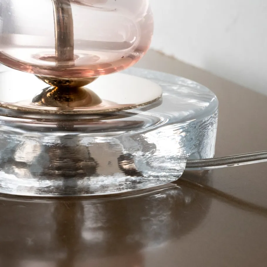 Discount Pamono Clear Murano Glass Table Lamp with Pink Balls, Italy