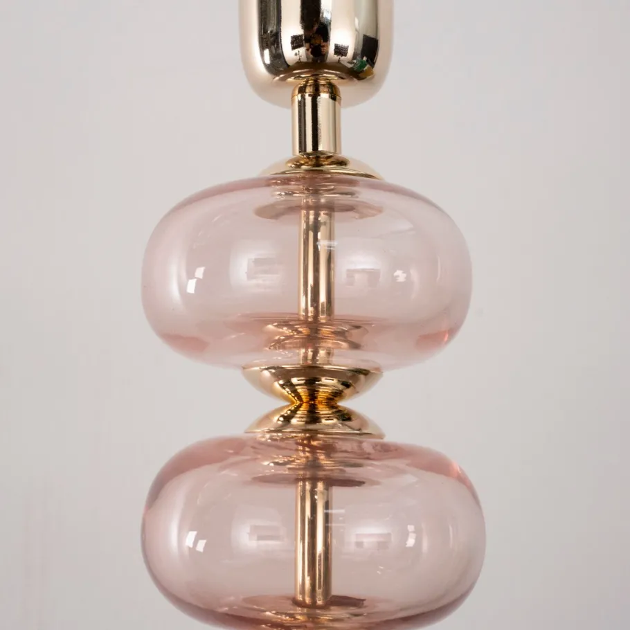 Discount Pamono Clear Murano Glass Table Lamp with Pink Balls, Italy