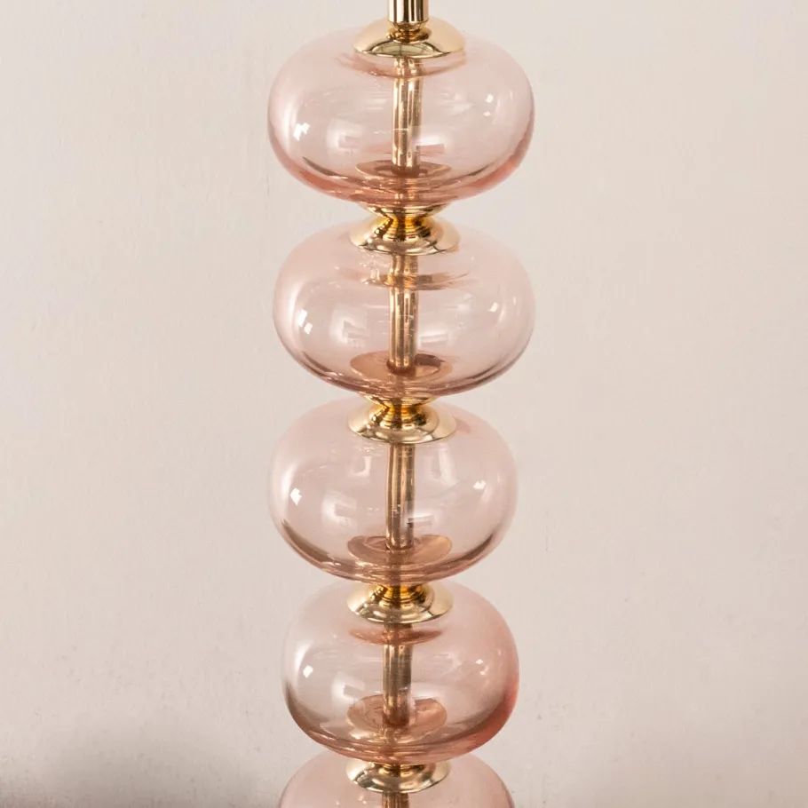 Discount Pamono Clear Murano Glass Table Lamp with Pink Balls, Italy