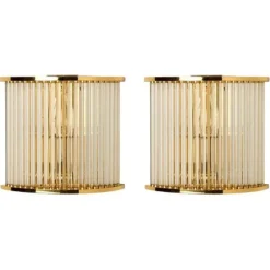 Sale Pamono Clear Ridged Gold Glass Sconces in the style of Venini, Italy, 1970s, Set of 2