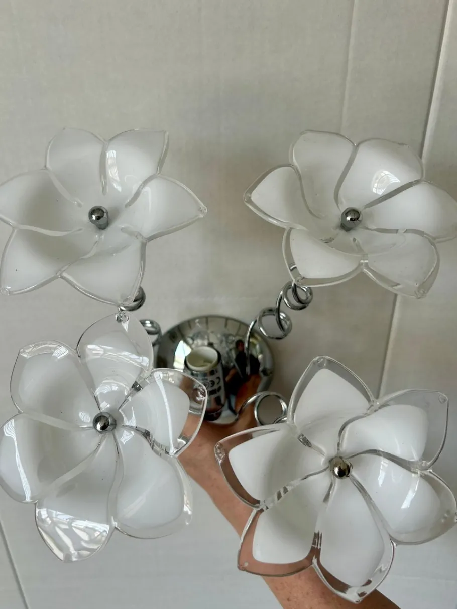 Best Pamono Cloe Wall Lamp in White Murano Glass, 2004, Set of 2