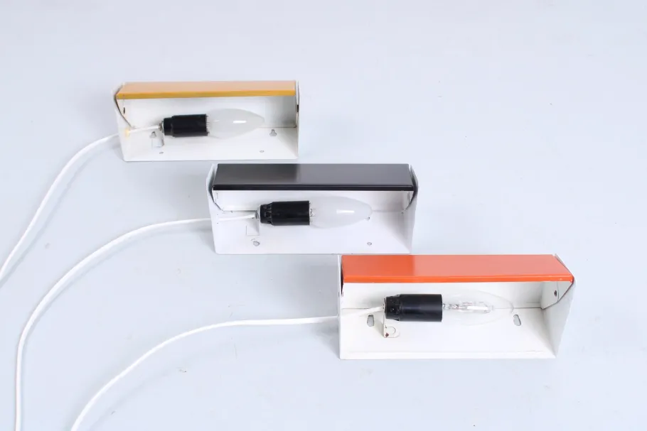 Hot Pamono Colored Metal Adjustable Sconces from Anvia, 1960s, Set of 3