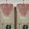 Best Pamono Colorful Murano Chandeliers in Pink Marbled Glass, Set of 2