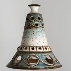 Hot Pamono Cone Blue Ceramic Pendant Light, Denmark, 1970s