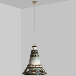 Hot Pamono Cone Blue Ceramic Pendant Light, Denmark, 1970s