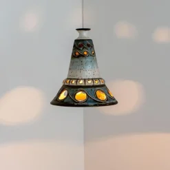 Hot Pamono Cone Blue Ceramic Pendant Light, Denmark, 1970s