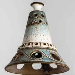 Hot Pamono Cone Blue Ceramic Pendant Light, Denmark, 1970s