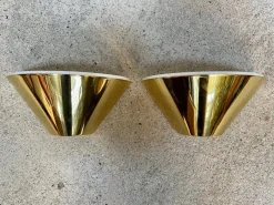 Hot Pamono Cone-Shaped Brass Wall Lamps or Sconces by Glashütte Limburg, 1960s, Set of 2
