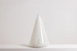 Outlet Pamono Conical Murano Glass Lamp with White Stripes, 1970s