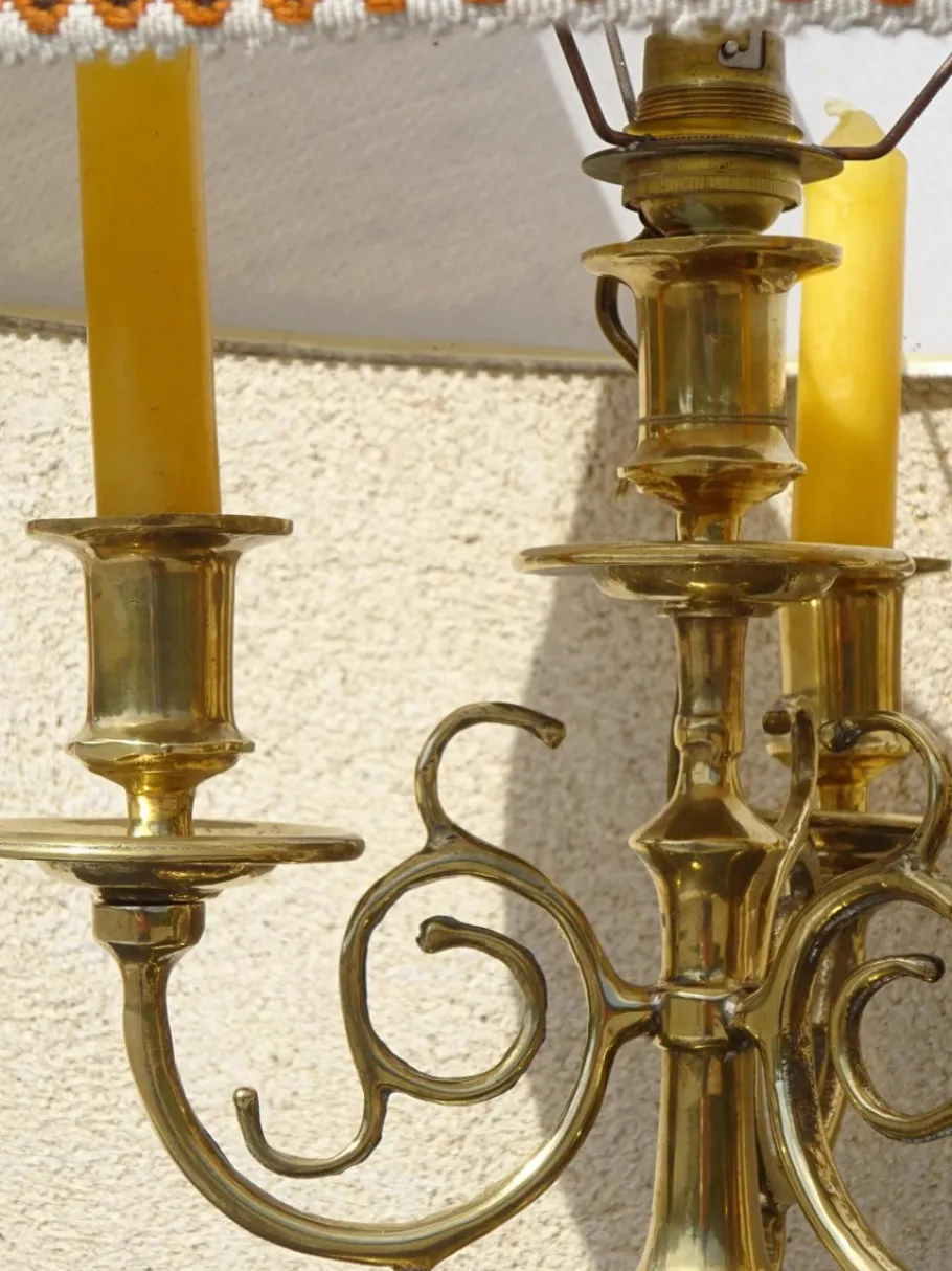 Online Pamono Copper Bedside Lamps, 1890s, Set of 2