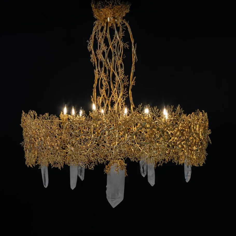 Clearance Pamono Coral and Crystal Chandelier, 1980s