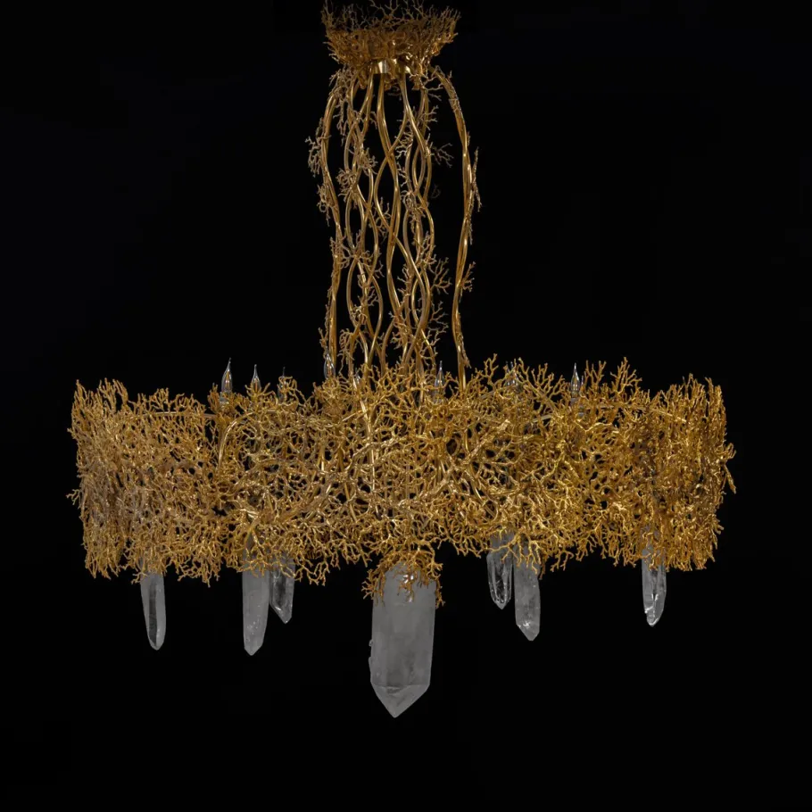 Clearance Pamono Coral and Crystal Chandelier, 1980s