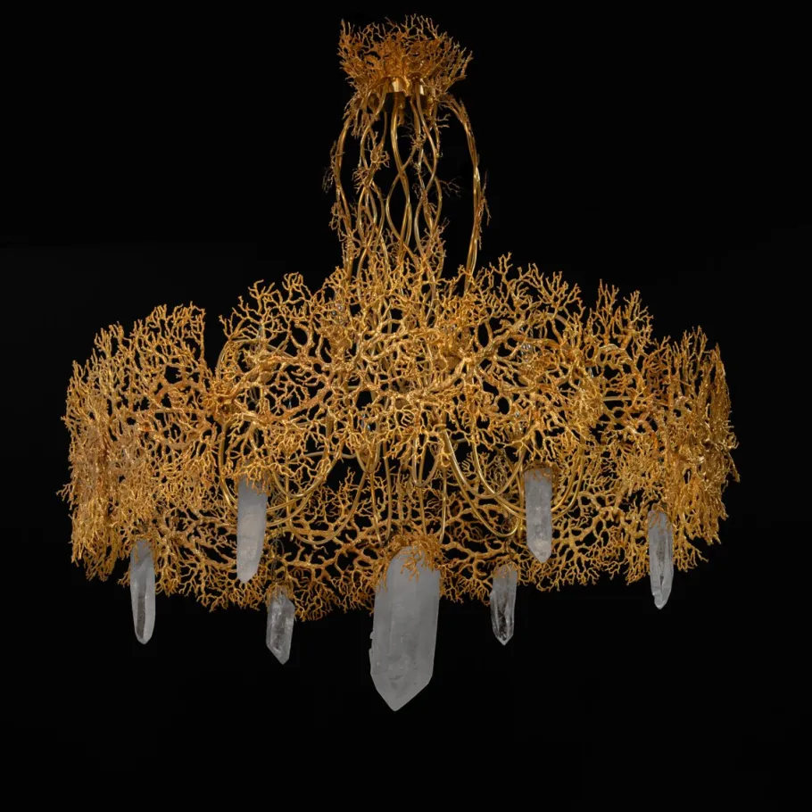 Clearance Pamono Coral and Crystal Chandelier, 1980s
