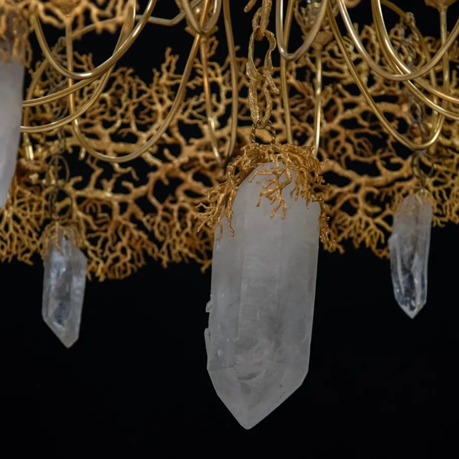 Clearance Pamono Coral and Crystal Chandelier, 1980s