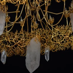 Clearance Pamono Coral and Crystal Chandelier, 1980s