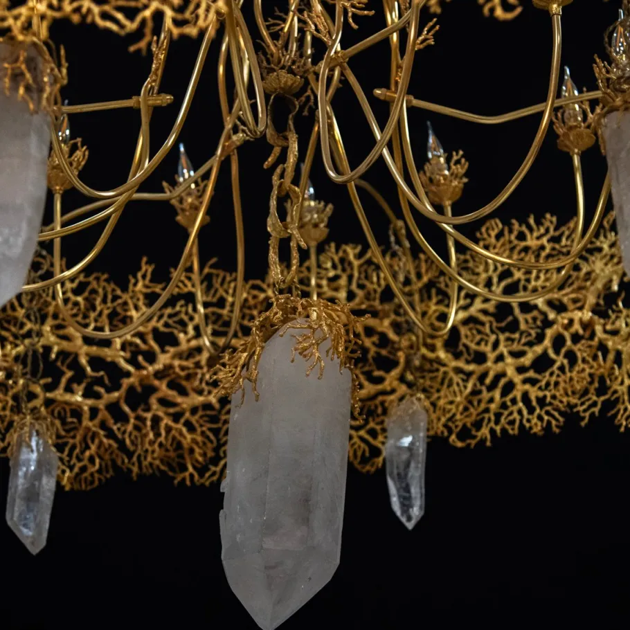 Clearance Pamono Coral and Crystal Chandelier, 1980s