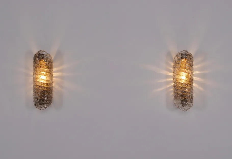 Discount Pamono Cornets Wall Lights in Amber Murano Glass, 1970s, Set of 2