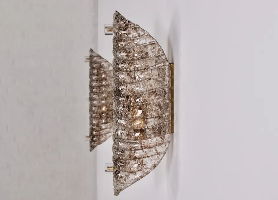 Discount Pamono Cornets Wall Lights in Amber Murano Glass, 1970s, Set of 2