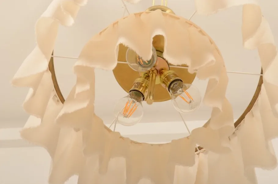 New Pamono Counterweight Silk Pendant Light by Adolf Loos for J. T. Kalmar, 1955