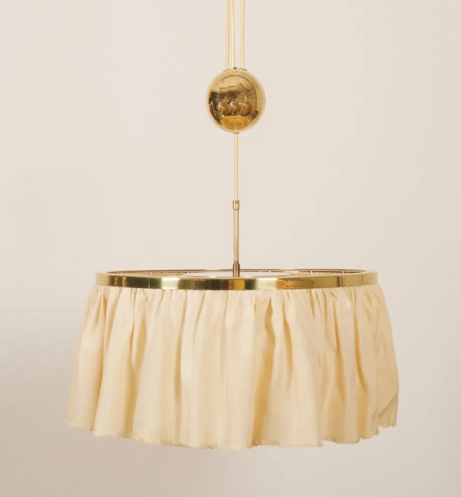 New Pamono Counterweight Silk Pendant Light by Adolf Loos for J. T. Kalmar, 1955