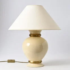 Discount Pamono Cream Crackle Glaze Table Lamp from Le Dauphin, 1990s