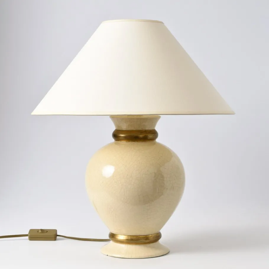 Discount Pamono Cream Crackle Glaze Table Lamp from Le Dauphin, 1990s