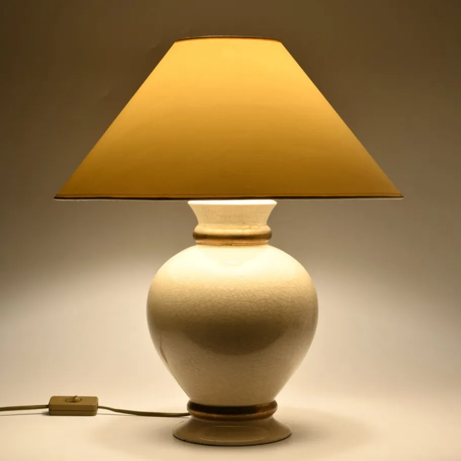 Discount Pamono Cream Crackle Glaze Table Lamp from Le Dauphin, 1990s