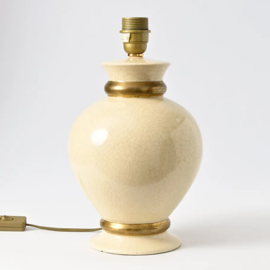 Discount Pamono Cream Crackle Glaze Table Lamp from Le Dauphin, 1990s
