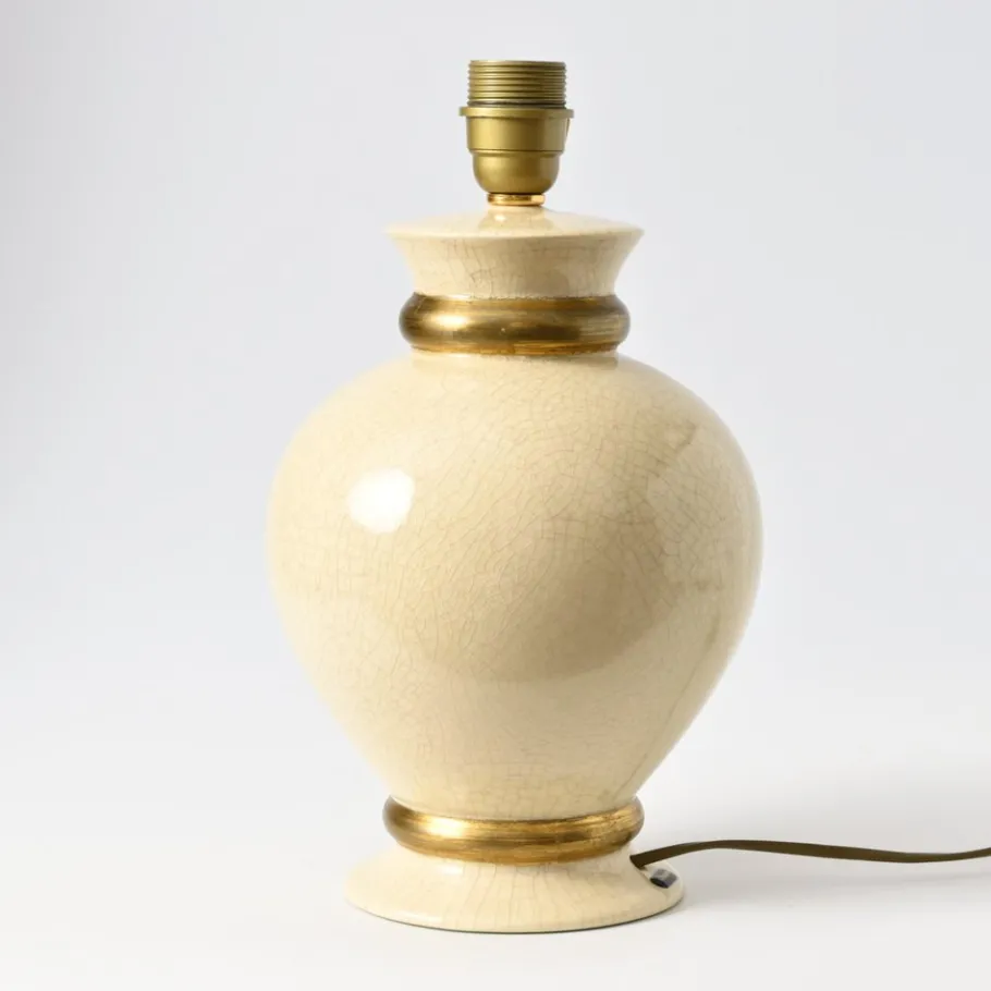 Discount Pamono Cream Crackle Glaze Table Lamp from Le Dauphin, 1990s