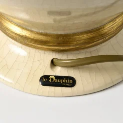 Discount Pamono Cream Crackle Glaze Table Lamp from Le Dauphin, 1990s