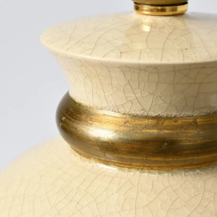 Discount Pamono Cream Crackle Glaze Table Lamp from Le Dauphin, 1990s