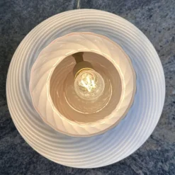 Outlet Pamono Cream Pink Swirl Mushroom Murano Glass Table Lamp, 1970s