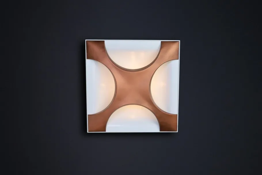 New Pamono Cross Oyster Wall Sculpture Lights by Rolf Krüger for Staff Leuchten, 1968, Set of 2