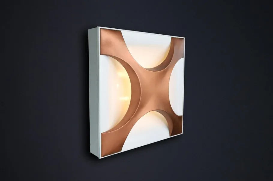 New Pamono Cross Oyster Wall Sculpture Lights by Rolf Krüger for Staff Leuchten, 1968, Set of 2