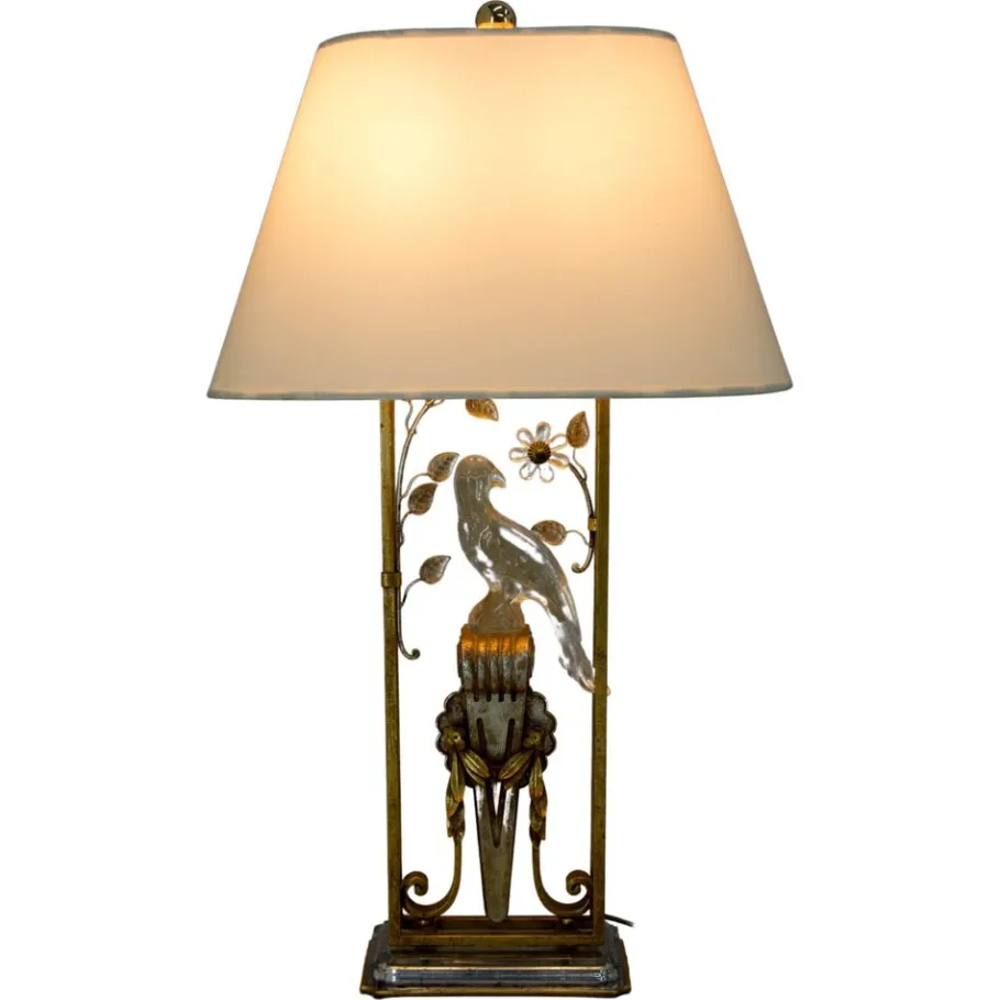 Clearance Pamono Crystal Parrot Table Lamp attributed to Maison Bagues, 1970s