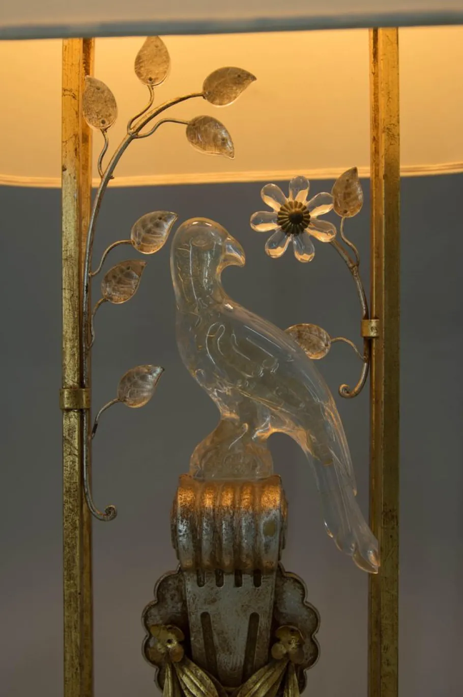 Clearance Pamono Crystal Parrot Table Lamp attributed to Maison Bagues, 1970s