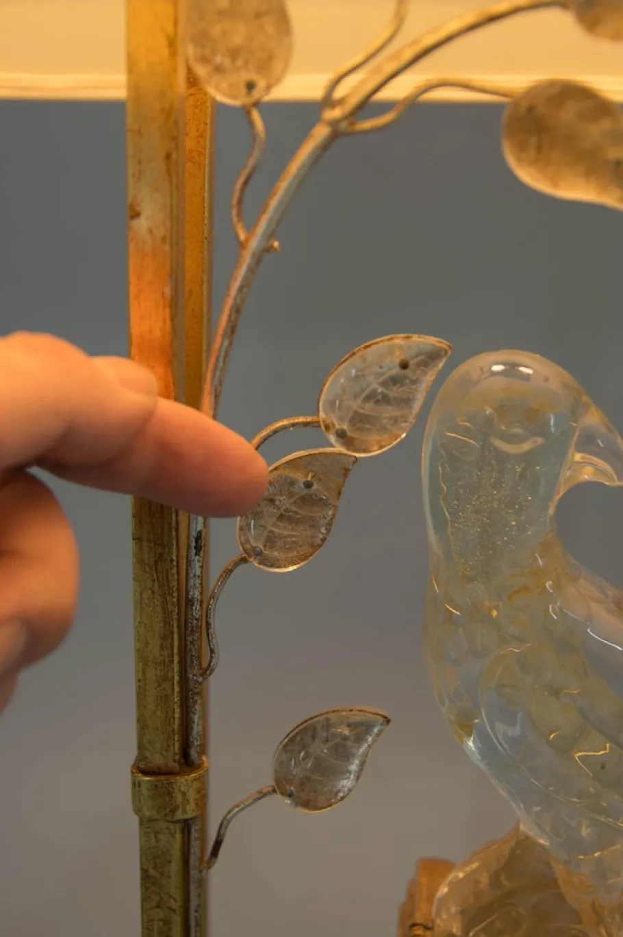 Clearance Pamono Crystal Parrot Table Lamp attributed to Maison Bagues, 1970s