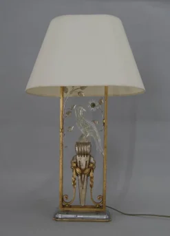 Clearance Pamono Crystal Parrot Table Lamp attributed to Maison Bagues, 1970s